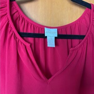 Chico’s RED Blouse Size 3 (XL) | Flowy V-Neck | Career Workwear | Top